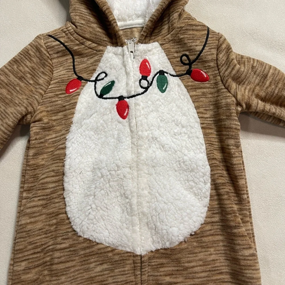 Carter's Reindeer Hooded One Piece with Festive Light‎ Design
